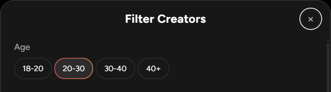 Choose an age filter — actual OhChat public interface.